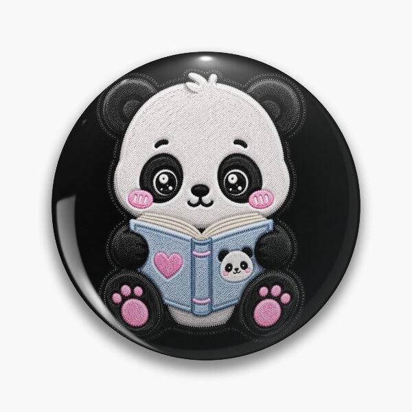 Item preview, Kawaii Reading Panda Embroidery Patch Cute Chibi designed and sold by ColorSplash123.