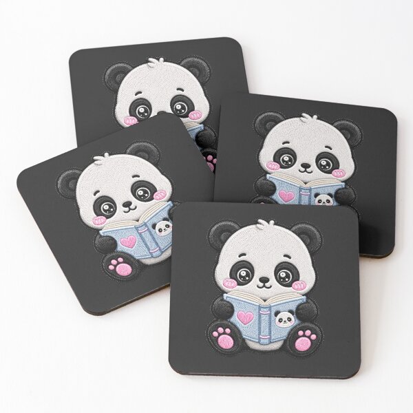 Item preview, Kawaii Reading Panda Embroidery Patch Cute Chibi designed and sold by ColorSplash123.