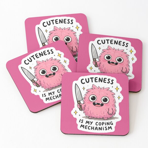 Item preview, Cuteness Is My Coping Mechanism Funny Monster Sticker | Cute Dark Humor Cartoon designed and sold by Bhaskar Digital Art.