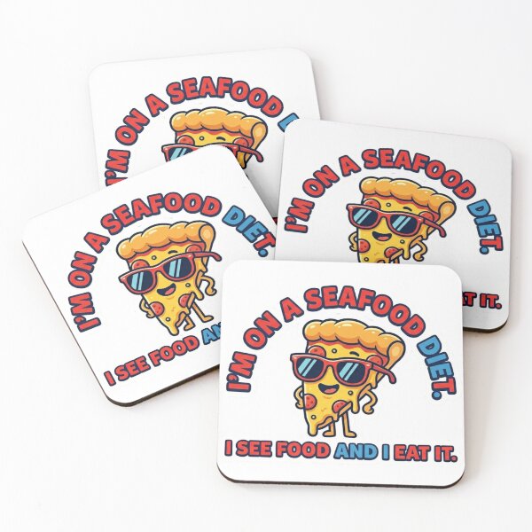 Item preview, Funny I'm On A Seafood Diet Pizza Sticker designed and sold by JeevanStickers.