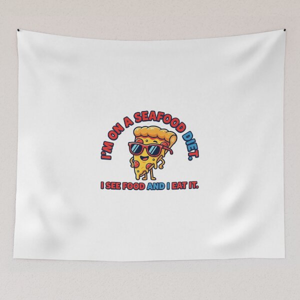Item preview, Funny I'm On A Seafood Diet Pizza Sticker designed and sold by JeevanStickers.