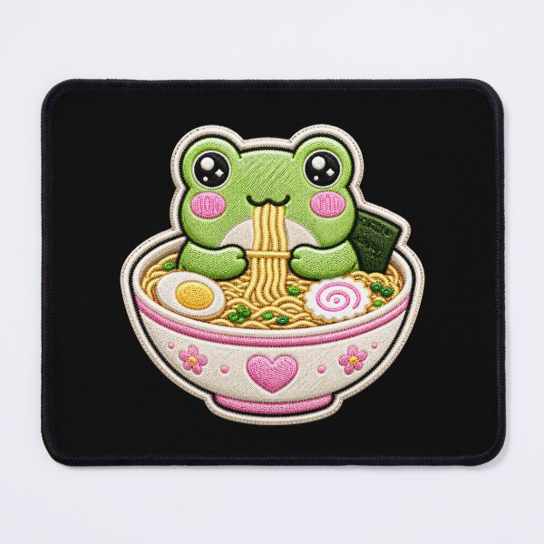 Item preview, Kawaii Frog Ramen Embroidery Patch Cute Chibi designed and sold by ColorSplash123.