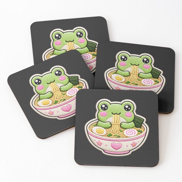Item preview, Kawaii Frog Ramen Embroidery Patch Cute Chibi designed and sold by ColorSplash123.