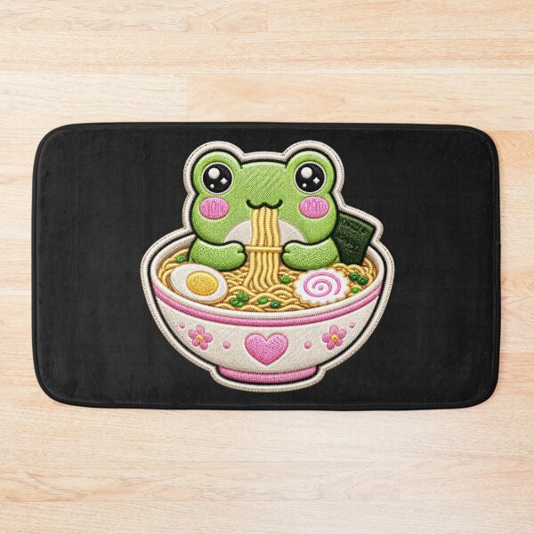 Item preview, Kawaii Frog Ramen Embroidery Patch Cute Chibi designed and sold by ColorSplash123.
