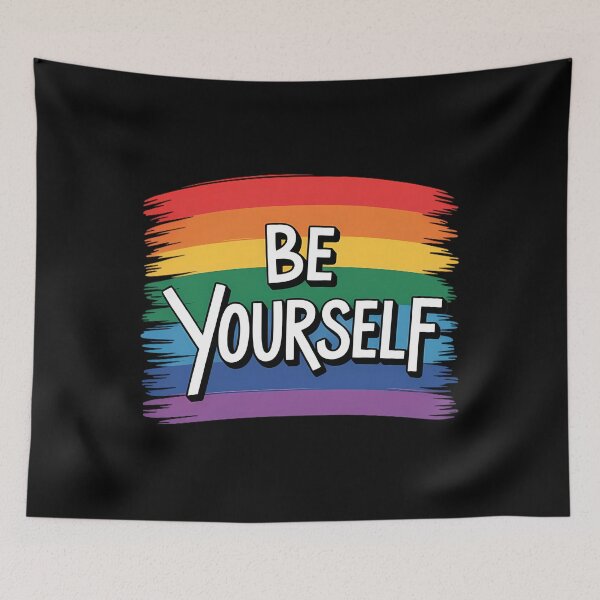 Item preview, Be Yourself Rainbow Flag Gay Pride LGBTQ designed and sold by sailorjessiArt.