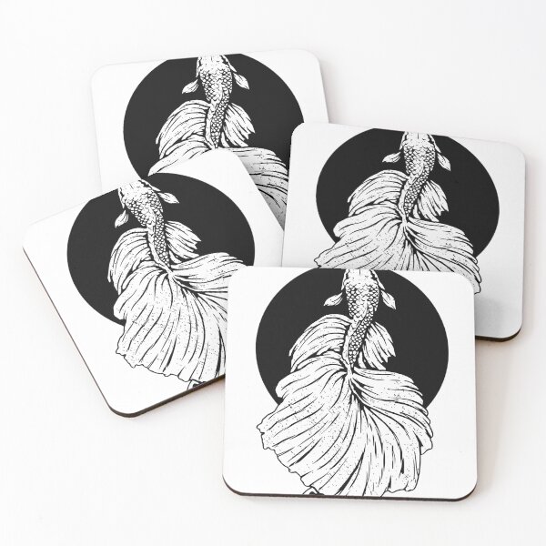 Item preview, Elegant Betta Fish Minimalist Black and White Illustration designed and sold by haitrieuic96.