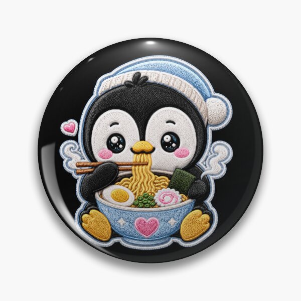 Item preview, Kawaii Penguin Ramen Embroidery Patch Cute Chibi designed and sold by ColorSplash123.