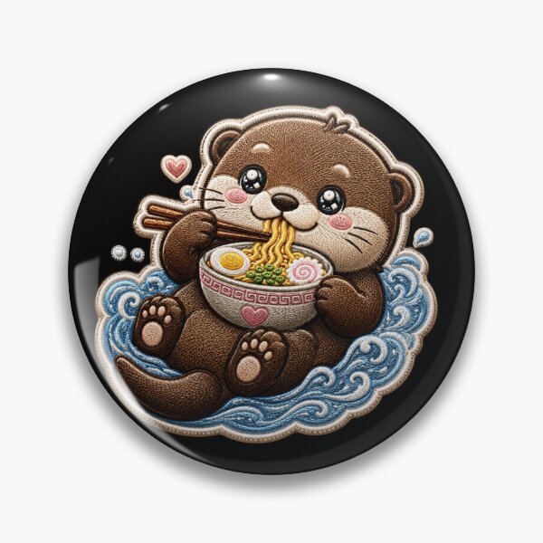Item preview, Kawaii Otter Ramen Embroidery Patch Cute Chibi designed and sold by ColorSplash123.