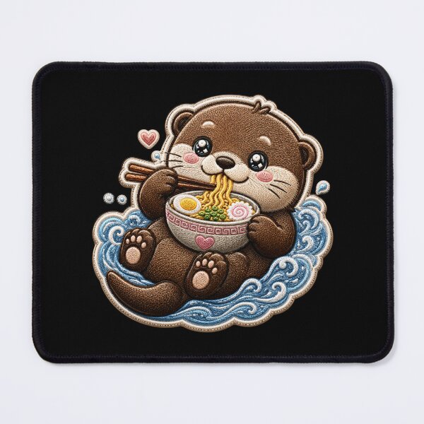 Item preview, Kawaii Otter Ramen Embroidery Patch Cute Chibi designed and sold by ColorSplash123.