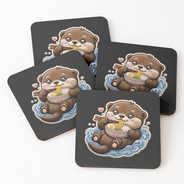 Item preview, Kawaii Otter Ramen Embroidery Patch Cute Chibi designed and sold by ColorSplash123.