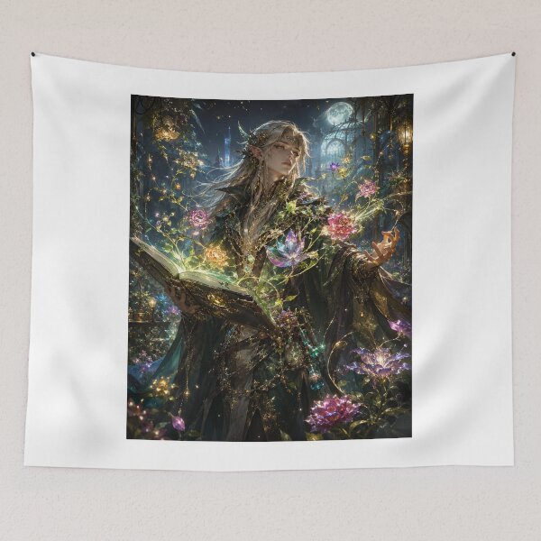 Item preview, Arcane Bloomkeeper | Elegant Elf Battle Mage Botanist Fantasy Art designed and sold by MarekoraStudio.