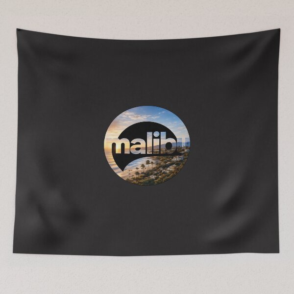 Item preview, Malibu Sunset Circle Typography Beach Logo designed and sold by Les-Ink-Studio.