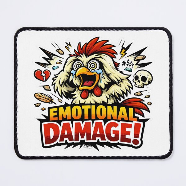 Item preview, Chicken Chaos – Emotional Damage Funny Cartoon designed and sold by MerchlyMike.
