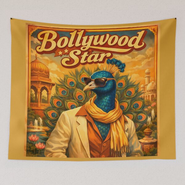Artikelvorschau, Bollywood-Star-Pfau Vintage-Kunst aus Indien entworfen und verkauft von AuraloomAtelier.