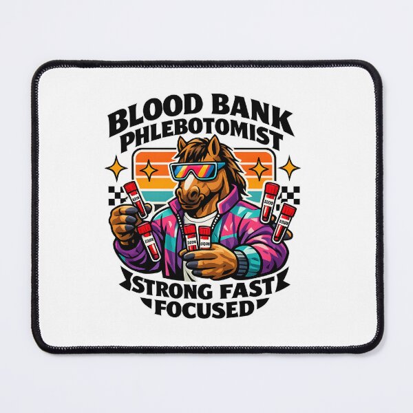 Item preview, Cool Horse Blood Bank Phlebotomist Sunglasses Retro Meme Shirt – Strong Fast Focused Medical Lab Tech Gift for National Phlebotomists Recognition Week  designed and sold by ClinicalHubs.