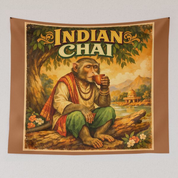 Item preview, Indian Chai Monkey Vintage India Art designed and sold by AuraloomAtelier.