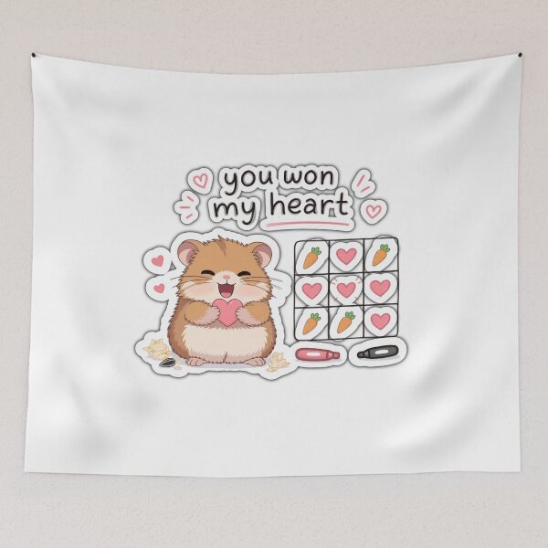 Item preview, You Won My Heart Hamster Sticker -Cute Kawaii Love Hamster designed and sold by pn_terest.