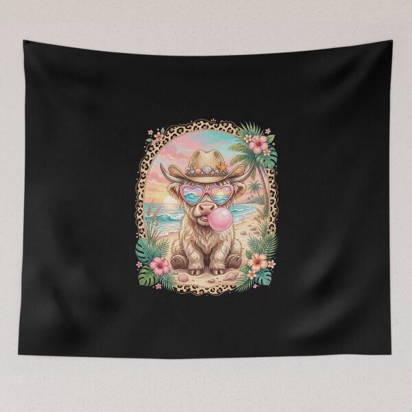 Item preview, Highland Cow Tropical Beach Cowgirl Summer designed and sold by dudelinart.