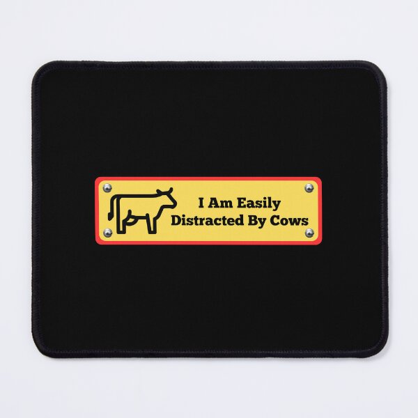 Item preview, I Am Easily Distracted By Cows Bumper Sticker Unhinged Humor Funny Satire Ironic Gen-Z Millennial Farm Driving Agriculture designed and sold by SWETA HALDER.