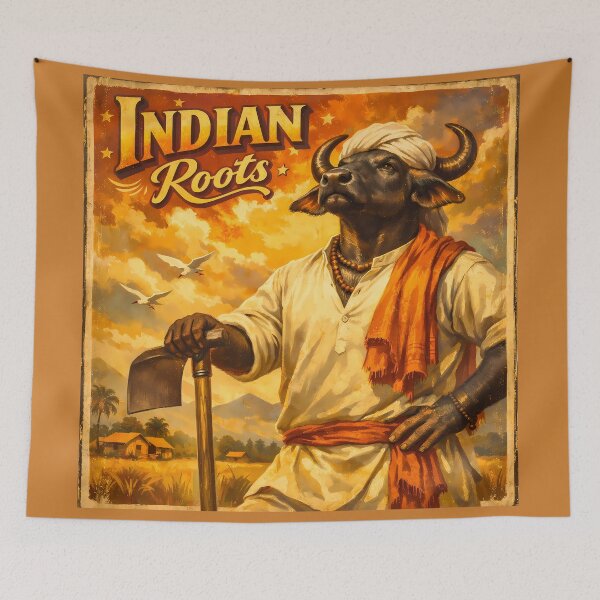Item preview, Indian Roots Buffalo Vintage India Art designed and sold by AuraloomAtelier.