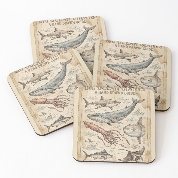 Item preview, Great Ocean Giants — Hand‑Drawn Vintage Fish Poster designed and sold by Jandedan.