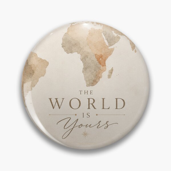 Item preview, Vintage watercolor world map with inspirational quote 'The World is Yours' on beige paper texture background designed and sold by Jubjangm3.