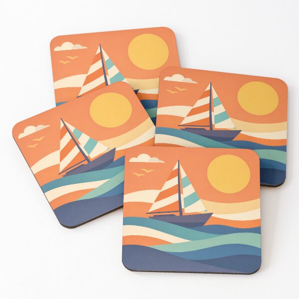 Item preview, Colour Block Sailboat at Sunset designed and sold by InkSmithery.