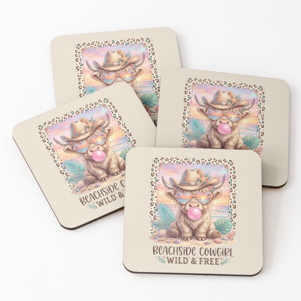 Item preview, Highland Cow Beachside Cowgirl Wild and Free Tropical Summer designed and sold by dudelinart.