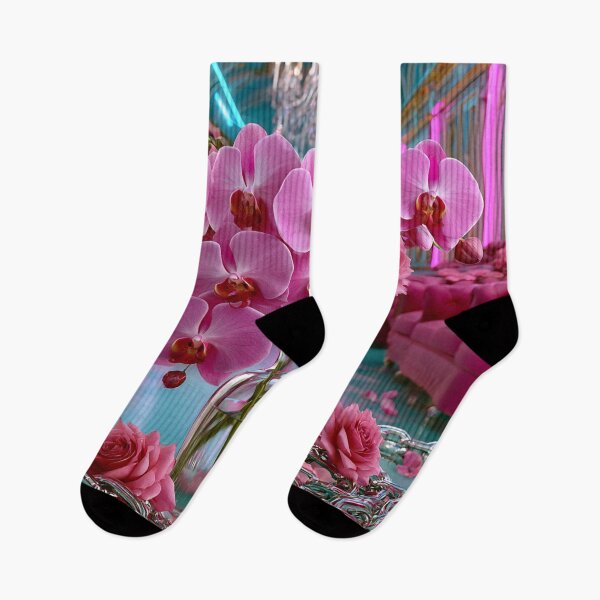 Item preview, Neon Orchid Rebellion – Cyber Rococo Floral Luxury designed and sold by VelvetThornsArt.