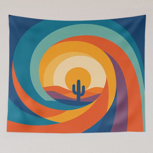 Item preview, Swirling Desert Sunset with Cactus Arches designed and sold by InkSmithery.