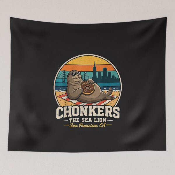 Item preview, Chonkers The Sea Lion San Francisco Funny Seal Retro California Design designed and sold by kiralynstration.
