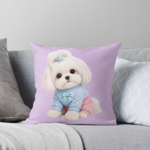 Item preview,  Cute Plush Puppy in Pastel Blue Polka Dot Sweater designed and sold by Aimetoi.