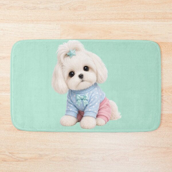 Item preview,  Cute Plush Puppy in Pastel Blue Polka Dot Sweater designed and sold by Aimetoi.