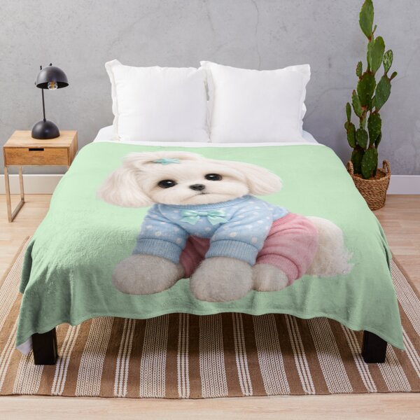 Item preview,  Cute Plush Puppy in Pastel Blue Polka Dot Sweater designed and sold by Aimetoi.