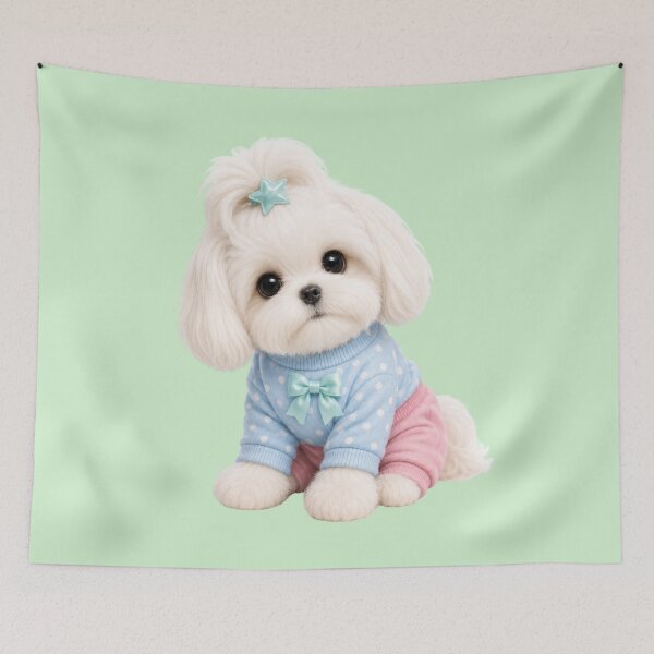 Item preview,  Cute Plush Puppy in Pastel Blue Polka Dot Sweater designed and sold by Aimetoi.