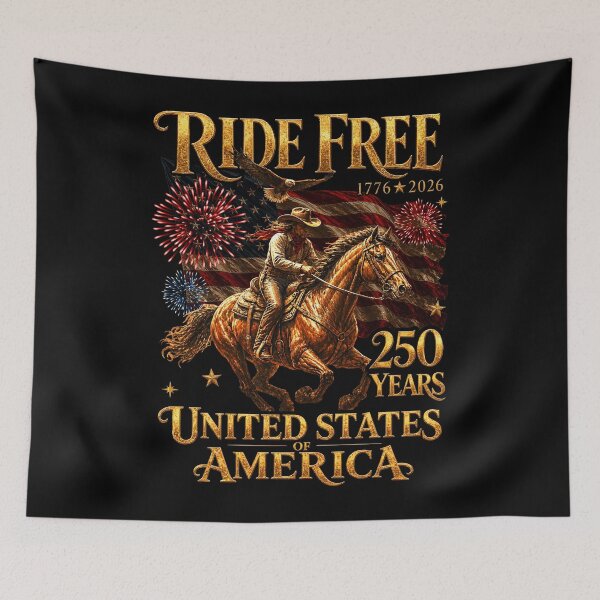 Artikelvorschau, Ride Free 1776 2026 USA 250 Jahre Patriotischer Cowboy entworfen und verkauft von schoolofbullies.