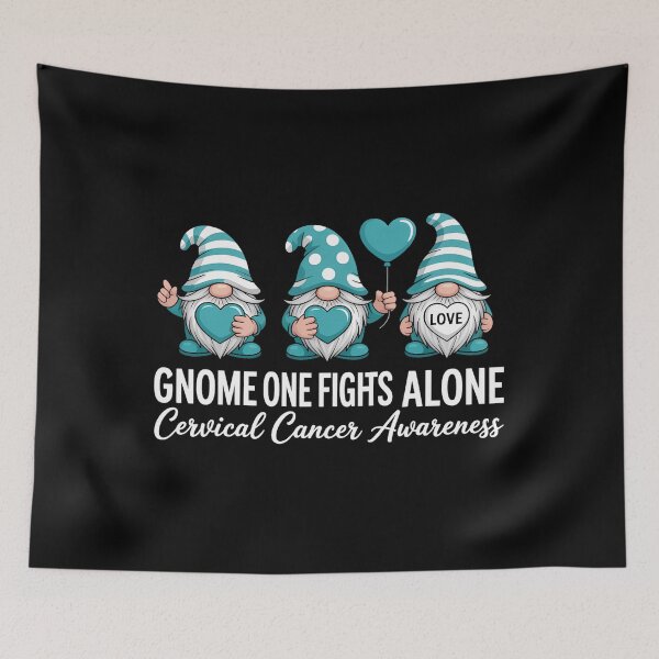 Item preview, Cervical Cancer Awareness Gnome One Fights Alone Teal Ribbon designed and sold by SapfireStuArt.