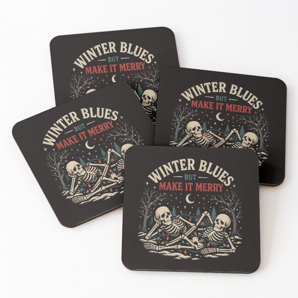 Item preview, Winter Blues Make It Merry Spooky Skeleton Christmas designed and sold by LayercraftArt.