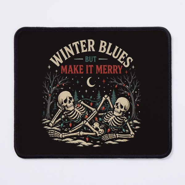 Item preview, Winter Blues Make It Merry Spooky Skeleton Christmas designed and sold by LayercraftArt.