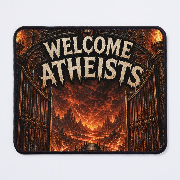 Item preview, Welcome Atheists designed and sold by Kirrindy Designs.