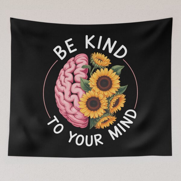Item preview, Be Kind To Your Mind Mental Health Matters Brain Sunflowers designed and sold by SapfireStuArt.