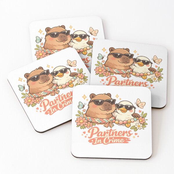 Item preview, Partners In Crime – Cute Capybara and Duck Friends designed and sold by mbmstores.
