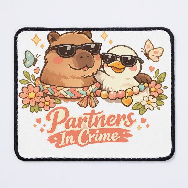 Item preview, Partners In Crime – Cute Capybara and Duck Friends designed and sold by mbmstores.