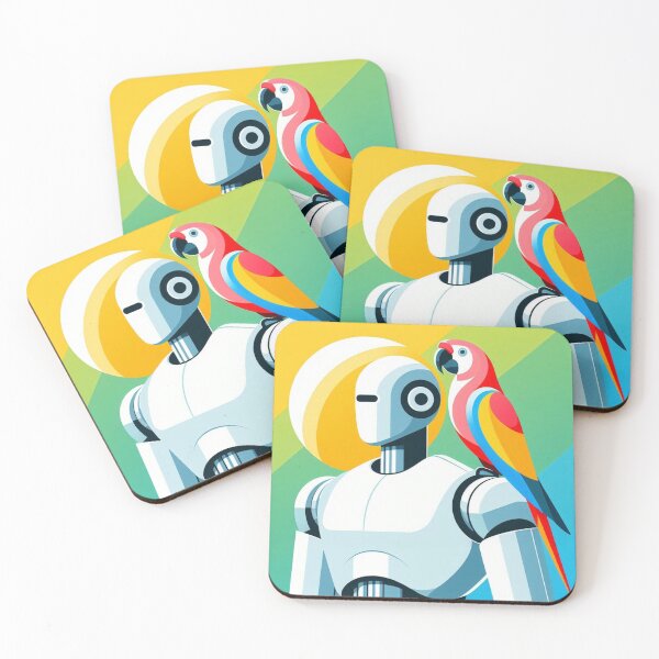 Item preview, Robot and Parrot – Futuristic Nature Harmony Art designed and sold by Dogandesighn.