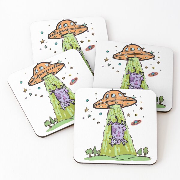 Item preview, "The Great Moo-duction": Funny UFO Alien Abducting Cow designed and sold by PM.