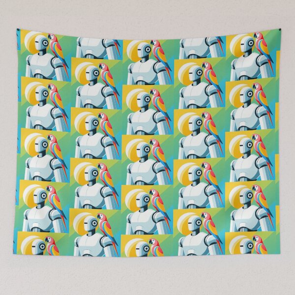 Item preview, Robot and Parrot – Futuristic Nature Harmony Art designed and sold by Dogandesighn.
