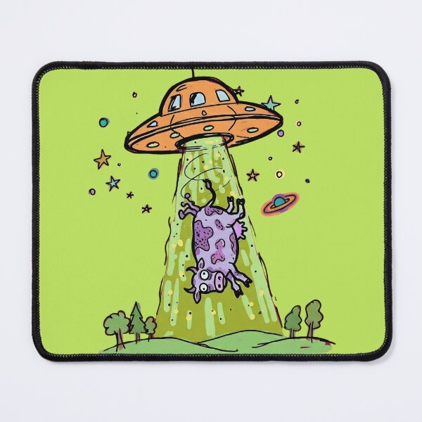 Item preview, "The Great Moo-duction": Funny UFO Alien Abducting Cow designed and sold by PM.