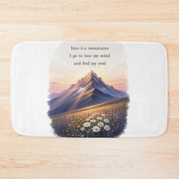 Item preview, Into the mountains watercolor sunrise alpine wildflower quote print designed and sold by icemanphotos.