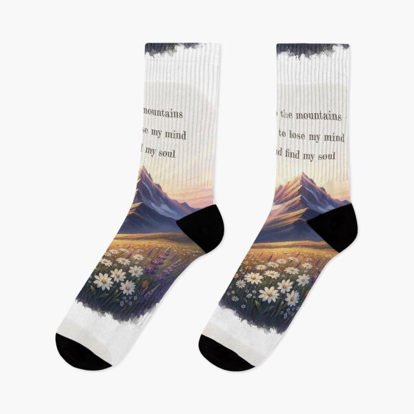 Item preview, Into the mountains watercolor sunrise alpine wildflower quote print designed and sold by icemanphotos.
