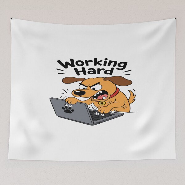 Item preview, Working Hard Cute Dog at Laptop | Funny Productivity Cartoon for Work, Study & Motivation designed and sold by Bright Nest Studio.